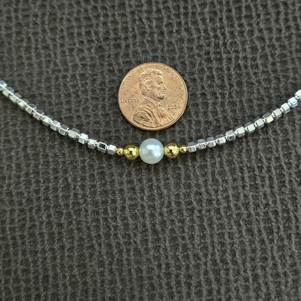Iris & Lily Freshwater Pearl and Silver🤍 Blocks Necklace- NWT - Picture 7 of 16
